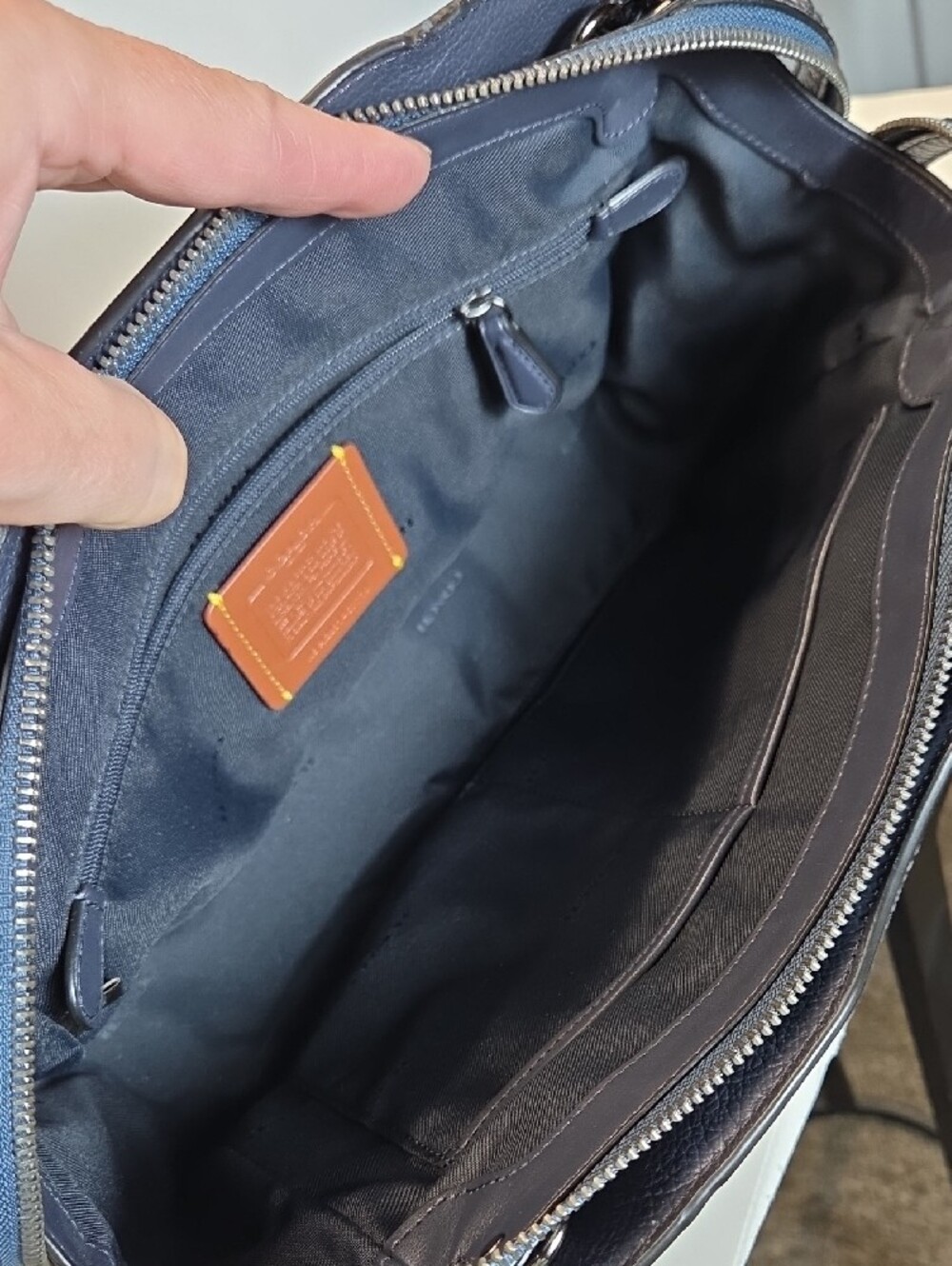 Coach Drew Satchel Pebbled Leather in Navy With Gun Metal Hardware - Picture 9 of 11